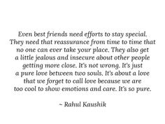 a quote from rauh koushki about friends and their love for each other