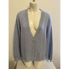 See All Photos! Beautiful And Soft! Oversized Size M Drop Shoulder 22 Bust 48 Length 25 Sleeve 23 From Shoulder Seam No Flaws! Blue Cashmere Cardigan For Fall, Casual Blue Cashmere Cardigan, Blue Cashmere Cardigan For Winter, Classic Blue Cashmere Cardigan, Blue Cozy Cardigan With Buttons, Cozy Blue Cardigan With Buttons, Cozy Blue Cardigan With Button Closure, Light Blue Buttoned Cardigan For Fall, Light Blue Buttoned Sweater For Winter