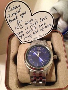 a watch in a box with a note attached to it that says, today i have found you