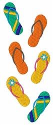 four pairs of flip flops are shown in the shape of a cross stitch pattern