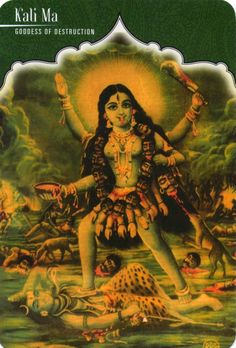 an image of the hindu god kali ma with her arms outstretched in front of her body