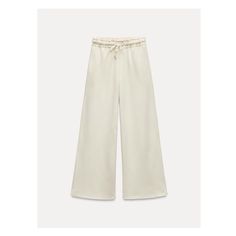 Pants with a high waist with wide adjustable elastic drawstring waistband. Side pockets. Straight leg. Chic Cotton Bottoms With Drawstring, Chic High-waisted Solid Sweatpants, Chic Drawstring Cotton Pants, Beige Pull-on High-waisted Pants, Beige High-waisted Pull-on Pants, Cream Wide-leg Sweatpants With Elastic Waistband, Cream Wide Leg Sweatpants With Elastic Waistband, Chic Wide Leg Pants With Drawstring In Relaxed Fit, Spring High-waisted Wide Leg Pants With Drawstring