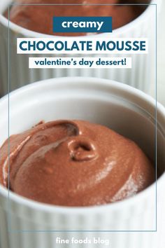 Two ramekins filled with chocolate mousse. Easy Chocolate Mousse, Easy Chocolate, Chocolate Mousse, Delicious Desserts, Easy Meals