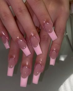 Pink French Tip, French Tip Acrylic Nails, Pink French, Simple Acrylic Nails, Long Acrylic Nails Coffin, Acrylic Nails Coffin Pink