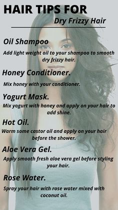 tips for dry frizzy hair Tips For Dry Hair, Tiktok Hairstyles, Frizzy Wavy Hair, Frizzy Hair Tips, Caring For Frizzy Hair, Homemade Hair Treatments, Dry Frizzy Hair, Frizzy Curly Hair