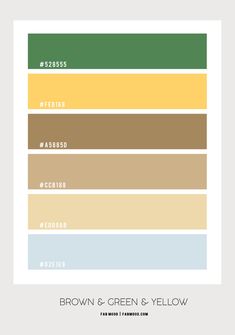 the color scheme for brown, green and yellow is shown in this graphic style chart