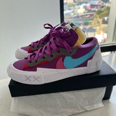 Sacai X Nike Blazer Low Size 6 Mens/7.5 Women’s Worn Once For A Total Of 20 Mins Purple Mid-top Sneakers With Rubber Sole, Low-top Purple Sneakers With Contrast Sole, Purple Low-top Sneakers With Contrast Sole, Sporty Purple High-top Sneakers With Contrast Sole, Casual Purple High-top Sneakers With Contrast Sole, Purple Mid-top Custom Sneakers With Rubber Sole, Casual Purple Sneakers With Vulcanized Sole, Nike Purple Sneakers With Rubber Sole, Purple Low-top Skate Shoes With Boost Midsole