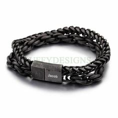 "Personalized Punk Bracelet, Custom Name Bracelet, Men's Rock Bracelet, Christmas Gift For Men, Men's Motorcycle Bracelet, Father's Day Gift -Details Inner Diameter: 2.8\", about 7.0cm Bracelet Length: 8.7\", about 22cm Thickness: 13mm Buckle Size: 24mm Material: 316L stainless steel Color: Steel Color, Black (Will not easy to fade or tarnish) Custom time: 5-7 days Please provide the text or symbol and FONT that you want to customize, add it to the \"notes to seller\" section on the checkout scr Black Punk Chain Bracelet As A Gift, Black Punk Style Chain Bracelet As Gift, Black Punk Style Chain Bracelet For Gift, Punk Style Black Chain Bracelet Gift, Black Metal Cuban Link Bracelet As A Gift, Adjustable Black Metal Cuban Link Bracelet, Personalized Black Metal Charm Bracelet, Gunmetal Chain Bracelet As Gift, Biker Chain