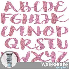 the alphabet is made up of pink glitter