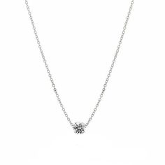 Drilled Solitaire Diamond-Meira T-Swag Designer Jewelry Lab Grown Diamond Round Pendant Necklace With Brilliant Cut, Classic White Gold Birthstone Necklace For Formal Occasions, Timeless Solitaire Moissanite Necklace, Timeless Moissanite Solitaire Necklace, Timeless Diamond White Necklace With Prong Setting, Classic White Moissanite Necklaces, Formal Classic Diamond Birthstone Necklace, Minimalist Necklace With Single Round Diamond, Classic Moissanite Round Pendant Necklace