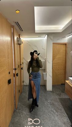 Summer Colorado Outfits Casual, Black Tejana Hat Outfit, Black Boots Cowgirl Outfit, Rancho Quinceanera Outfit Guest, Cowgirl Jumpsuit Outfit, Outfits For Mexico Ranch, Brown Cowgirl Hat Outfit, Jean Skirt Western Outfit, Tequila Tasting Outfit