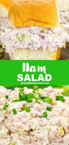 ham salad with mayonnaise and lettuce in a bread roll