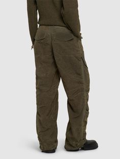 Off-center front button and concealed zip closure. All over print placement may vary. Two side pockets. Two back pockets. Model is wearing a size48 Lace Up Trousers, Bell Pants, Military Pants, Sport Swimwear, Sports Sweatshirts, Military Men, Mens Khakis, Print Placement, Crossbody Messenger Bag