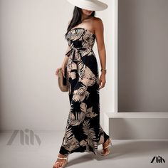 Zlily - Fashionable Printed Strapless Jumpsuit Strapless Jumpsuit, Pant Length, Waist Circumference, Olivia Mark, Dressmaking, Sleeve Type, Types Of Sleeves, Length Sleeve, Floral Print