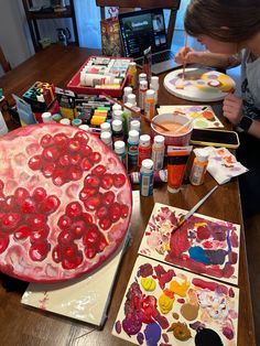 pomegranate art paint painting fruit canvas brush craft diy wall decorate friend date creative draw drawing date night dating Cute Art Date Ideas, Canvas Painting Date Ideas, Artist Date Ideas, Food Painting Easy, Clutter Painting, Date Crafts, Painting Date Ideas, Funky Sketches, Idk Drawing