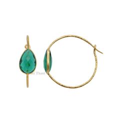 Hammered Silver Earrings, Green Quartz Micron Gold Plated 925 Sterling Silver Hoop Earring, 10x14mm- #1584 Item Code: 1584 Metal: 925 Sterling Silver Plating: Micron Gold Plated Length: 1.5 inches Approx Stone Detail : Green Quartz (Lab Created), 10mm x 14mm * Please note that there will be slight variations in stone texture and color shades in the actual product that you receive. Stone quality or grade will be same. * All our jewelry is Micron Plated which is higher quality as compared to Stand Faceted Hoop Earrings As Gift, Hoop Earrings With May Birthstone Gemstone, May Birthstone Gemstone Hoop Earrings, Teardrop Hoop Earrings As May Birthstone Gift, Silver Hoop Earring, Gemstone Hoop Earrings, Bezel Earrings, Jewelry Show, Green Quartz