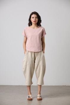 FEATURES45% linen 55%cottonNo liningElastic waistTwo front pocketsTwo back pocketsRegular fit Mid calfPerfect for summer,spring,autumnMore colorSIZEAvailable in sizes XS-XXLHow to choose size ?1.Check your body measurement with instructionshttps://www.etsy.com/listing/7940540802.Get your size in Size Chart with your body measurementhttps://www.etsy.com/listing/7940556823.Send me your measurement if you need helpWaistHipsYour over all HeightWeightNormal size.4.When to choose bespoke order1. Chang Baggy Linen Harem Pants For Summer, Summer Beige Harem Pants, Women Linen Pants, Natural Linen Pants, Linen Ankle Pants, Fit And Flare Coat, Loose Linen Pants, Casual Linen Pants, Pants Linen