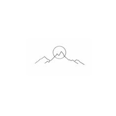 a line drawing of a mountain with a circle at the top