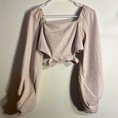 Brand New, Cream Long Sleeve Crop Top, Size Large, Ties In The Back And Has Cut Outs On Sides Cropped Long Sleeve Top, Tan Top, Floral Sleeve, Dry Goods, Flowy Tops, Long Sleeve Crop, Sleeve Detail, Short Sleeve Blouse, Pink Tops