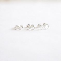 Open circle gift set 3mm 6mm 7mm O Stud Earrings Tiny Silver Double Ear Piercing Studs, Ear Piercing Sets, Piercing Sets, Minimal Stud Earrings, Double Ear Piercing, Silver Earrings Simple, Ear Piercing Earrings, Minimal Earrings Studs, Ear Piercing Studs