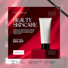 Skincare Promotion, Product Post Design, Product Catalog Template, Cosmetics Banner, Promotional Banners, Discount Banner, Skincare Packaging