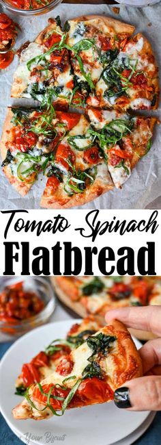 this tomato spinach flatbread pizza is so good it's easy to make