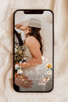 an iphone case with a wedding photo on it