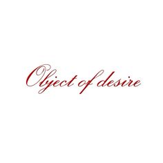 the word object of desire written in red ink on a white background with an image of a