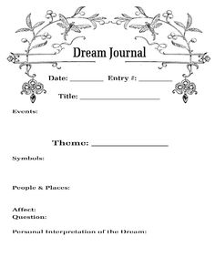 Journal page Spiritual Worksheets, Dream Journal Template, Dream Journaling, Magia Das Ervas, Grimoire Book, Book Of Shadow, Witch Spell Book, Dream Journal, Blank Journal