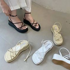 Hnzxzm 2024 New Summer Design Open Toe Women Sandals Narrow Band Dress Shoes Platform Wedges Heel Ladies Ankle Strap Gladiator Sandals Black Work Shoes, Female Shoes, Party Pumps, Platform Wedge Heels, Girly Shoes, Yellow Shoes, Beige Shoes, White Sandals, Women Sandals