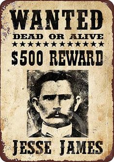 an old wanted poster with a man's face