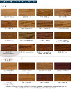 wood stain chart with different colors and finishes