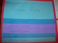 a piece of paper with writing on it that says human body and children's system