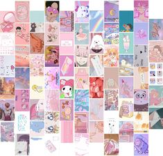 a collage of many different pictures with pinks and purples on them,