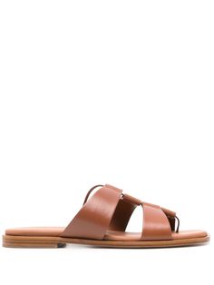 Hereu Lina Leather Slides - Farfetch Brown Leather Sandals, Chanel 2, Iconic Bags, Summer Beach Wear, Leather Slides, Flat Boots, Ballet Flat Shoes, Pump Sandals, Ski Wear