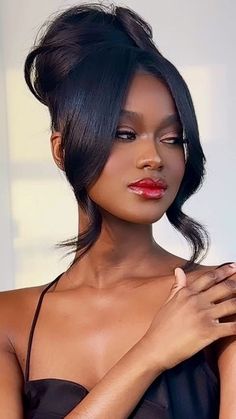 Wedding Hair Ponytail Black Women, Gala Hair Styles For Black Women, Black Women Holiday Hairstyles, Bridal Hair Black Women Up Dos, Wedding Up Do Black Women, Natural Hair Updo With Extensions, Romantic Hairstyles Black Women, Black Hair Updo Hairstyles Wedding, Bridal Ponytail Hairstyles Black Women