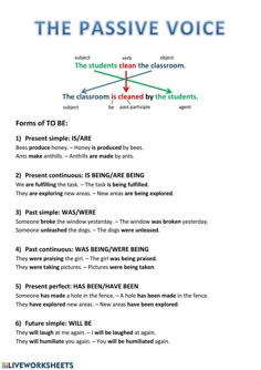 the passive voice is shown in red, white and blue