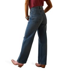 Coffee shop to cocktails, this 100% cotton, non-stretch, ultra high-rise silhouette goes with everything from heels to dress boots. The fit is designed to be looser in the legs, with enough lift through your hips and booty to flatter your shape wherever you go.\n\t\tUltra High Rise Tomboy Wide Jean | Women's Ultra High Rise Tomboy Wide Jeans in Moana Cotton, Size: 27 Regular by Ariat Medium Wash High Rise Relaxed Fit Flare Jeans, Medium Wash Bottoms With Standard Cut Leg For Everyday, Relaxed Fit High Rise Dark Wash Flare Jeans, High Waist Flare Jeans For Fall, High Waist Jeans For Elevated Casual Occasions, High Waist Jeans For Elevated Casual Look, Fitted Wide Leg Flare Jeans For Everyday, Classic High Waist Flare Jeans For Everyday, Classic Relaxed Fit Flare Jeans