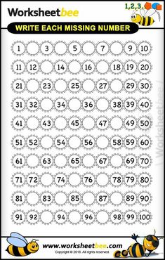 worksheet bee write each missing number