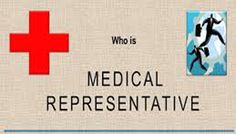 a red cross sign with the words who is medical representative and an image of a running man