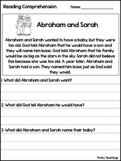 the abraham and saran worksheet for students to learn how to read them