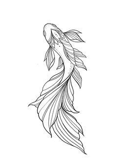 a black and white drawing of a fish