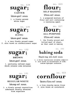 some type of food that is in the language of english and spanish, including sugar