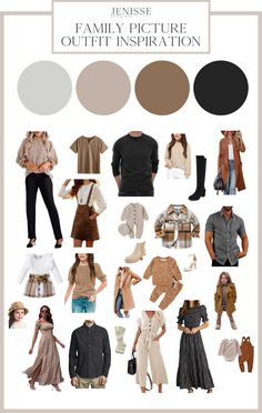 a collage of different clothes and shoes with the words, family picture outfit inspiration