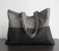 Black/Grey Canvas Tote  Pleated Bottom by tippythai on Etsy, $32.00 Gray Canvas Tote Bag, Gray Satchel Canvas Bag For Everyday, Gray Everyday Canvas Satchel Bag, Gray Everyday Canvas Satchel, Gray Canvas Bag For Everyday Use, Gray Canvas Bag For Daily Use, Gray Everyday Canvas Bag, Gray Cotton Rectangular Shoulder Bag, Gray Rectangular Cotton Shoulder Bag