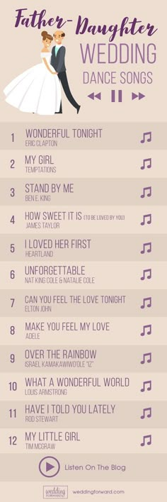 the top ten wedding songs for each bride and groom to play on their wedding day