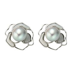 Embrace elegance with our Rose White Mother of Pearls Earrings Gold Vermeil. Delicate rose-shaped designs crafted with silver blue seawater pearls and Mother of Pearls create a stunning appeal. Made with sterling silver and adorned with a luxurious silver finish, these earrings radiate timeless beauty. Elevate your style effortlessly with their ethereal charm. Versatile for any occasion, these earrings are a must-have addition to your collection, adding an elegant touch to your ensemble. Materia Silver Pearl Drop Flower-shaped Earrings, Silver Flower Earrings With Pearl Drop, Silver Sterling Pearl Drop Flower Earrings, Silver Sterling Flower Earrings With Pearl Drop, Elegant Silver Flower Earrings, Formal Pearl White Flower Earrings, Elegant Silver Pearl Flower Earrings, Elegant Sterling Silver Flower Earrings With Pearl Drop, Elegant Silver Flower Earrings For Formal Occasions