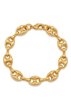 Puffy mariner's links and a gleaming 18K gold plate finish bring a street-chic shine to any ensemble. 7" length, 1" extension Lobster clasp 18K gold plate Imported Real Gold Bracelet, Accessories Essentials, Wrist Stacks, Jewelry Accessories Ideas, Jewelry Essentials, Bracelets Jewelry, Street Chic, Bracelet Stack, Ring Necklace