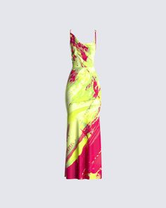 If looks could kill... they'd be a goner 🤌🏼 Stun everyone in this abstract print dress. Leaving everyone speechless is now easier than ever 🥵 Barbie Dress Aesthetic, Abstract Print Fashion, Print Development, Brat Green, If Looks Could Kill, Cherry Print Dress, Abstract Print Dress, Abstract Dress, Dress Aesthetic