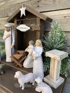 a nativity scene with figurines and decorations